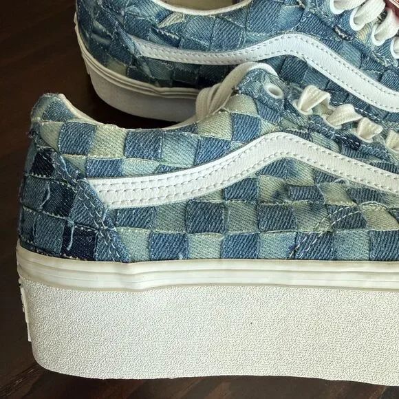 Size 8.5 - Unisex Vans Old Skool Stackform Woven Denim Platform Sneakers Men 7 - Picture 9 of 9